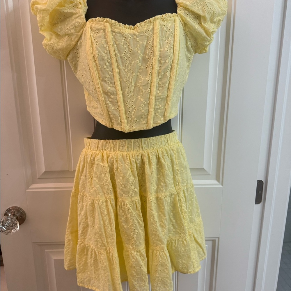 Yellow top and skirt set